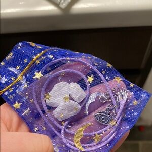 Purple Evil Eye Charm Necklace with White Stones